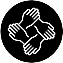 Hands in a circle, holding each other icon