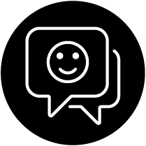 Speech bubbles, with smiley face icon.