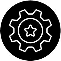 Cog icon with star.