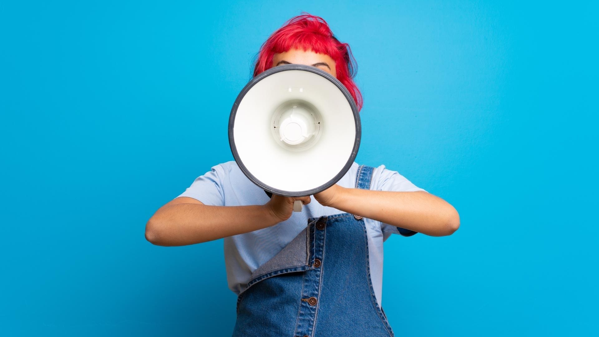 Person holding megaphone