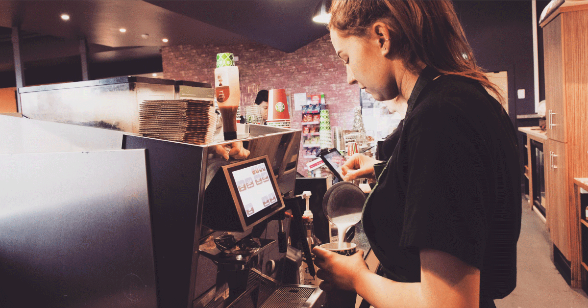 Girl making coffee