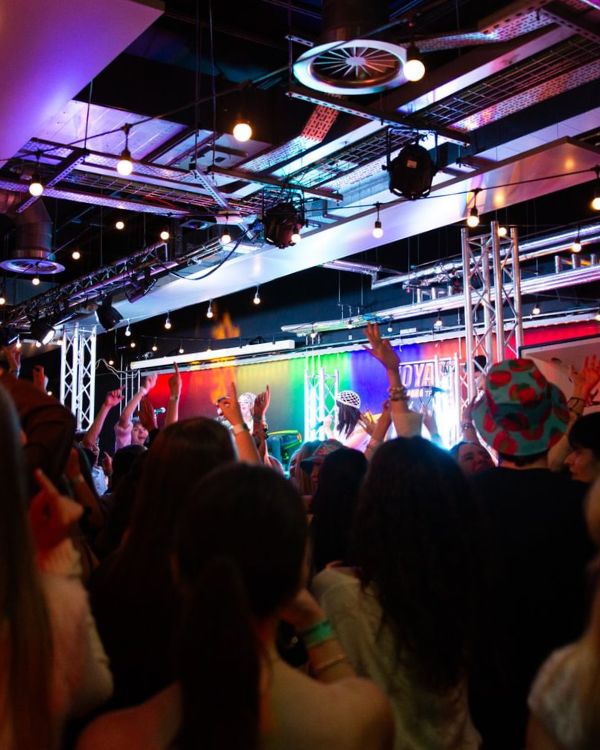 Crowd watching Abba Voyage performance.