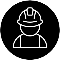 Figure wearing hard hat icon.