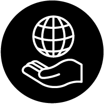 Hand cradling globe icon.