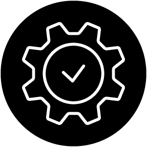 Cog with tick icon.