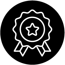 Rosette with star icon.