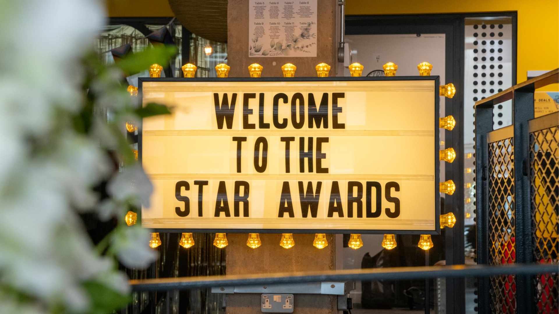 Light box sign reading Welcome to STAR Awards
