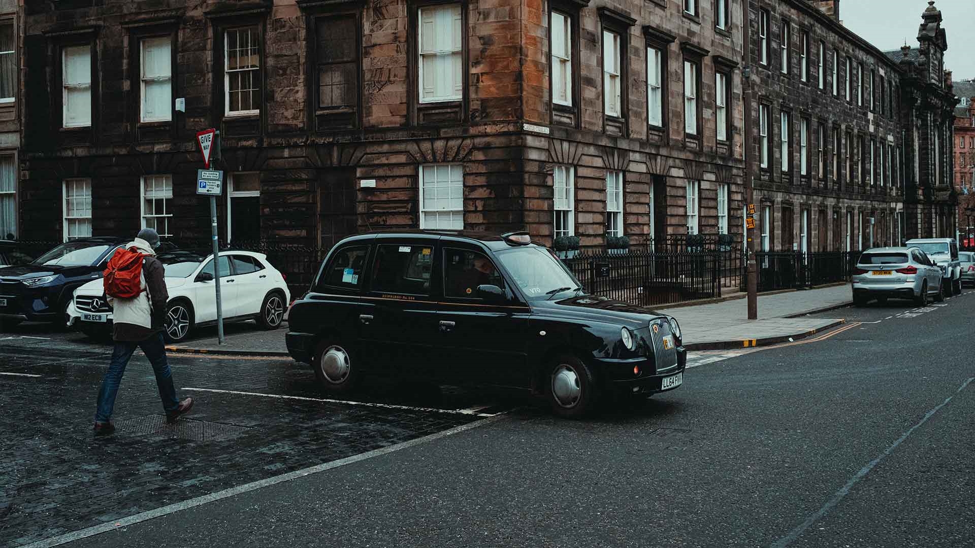 A taxi on a Glasgow street