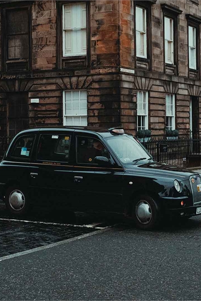 A taxi on a Glasgow street