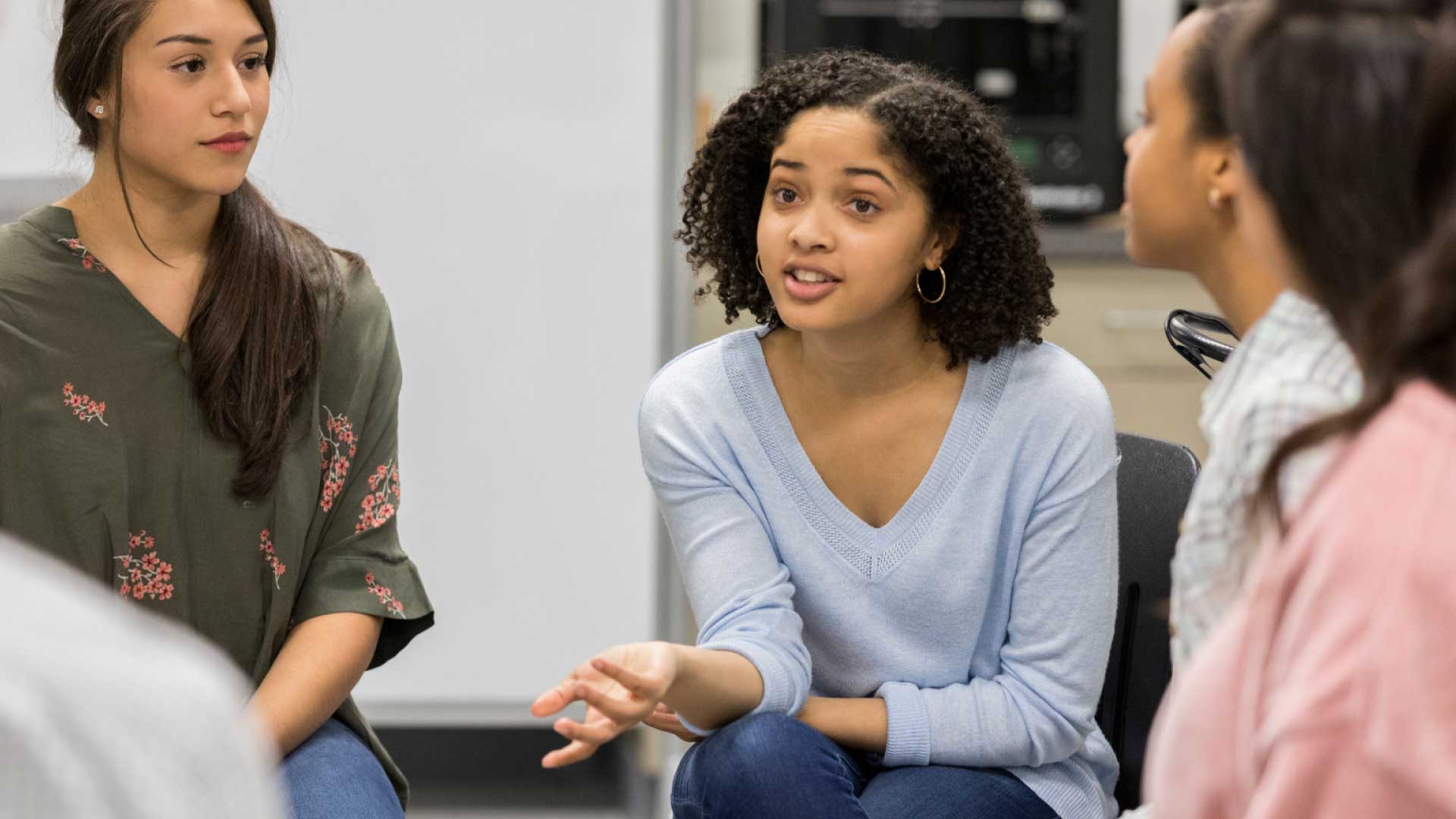 Young people discussing.