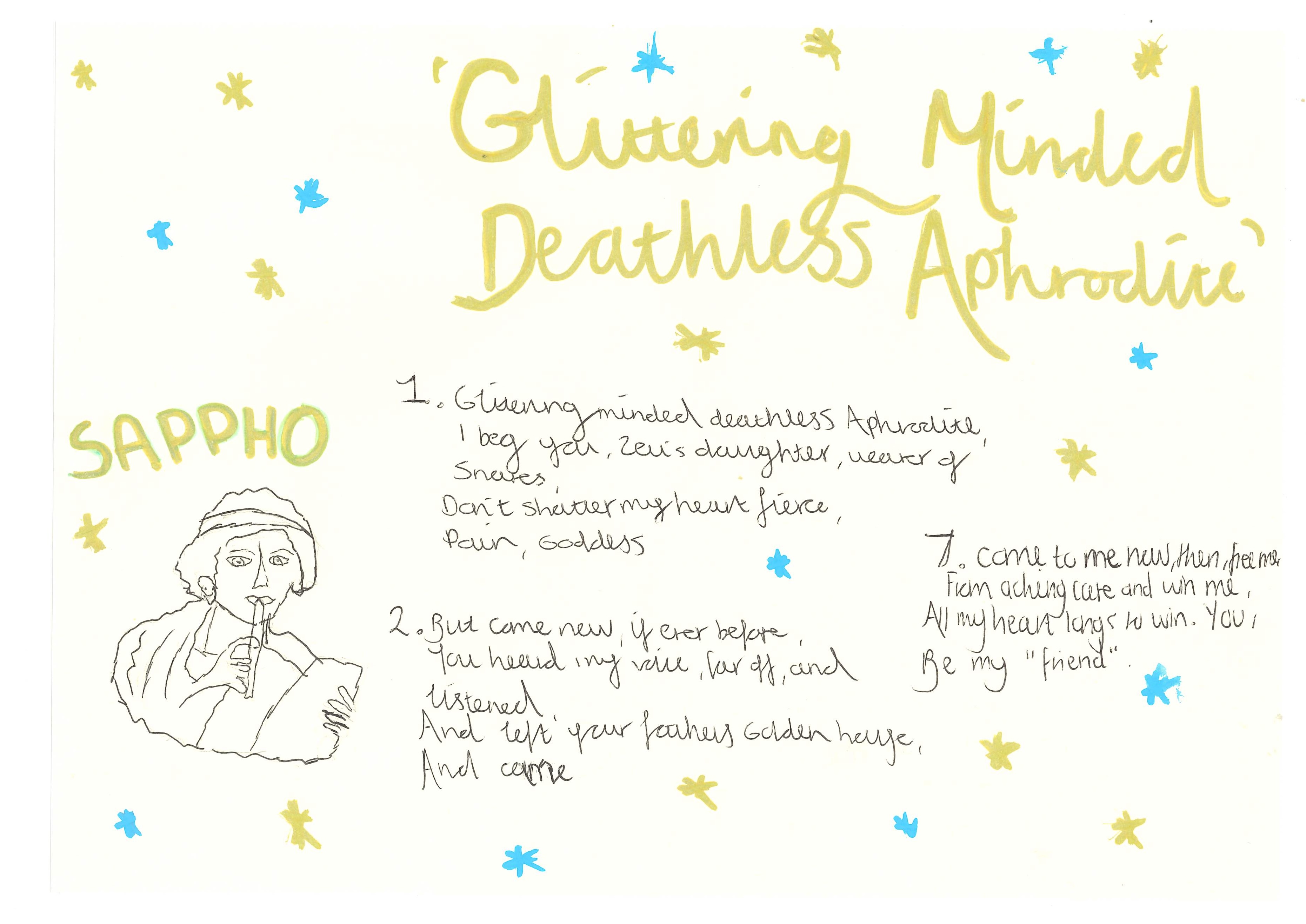 Glittering Minded, Deathless Aphrodite.