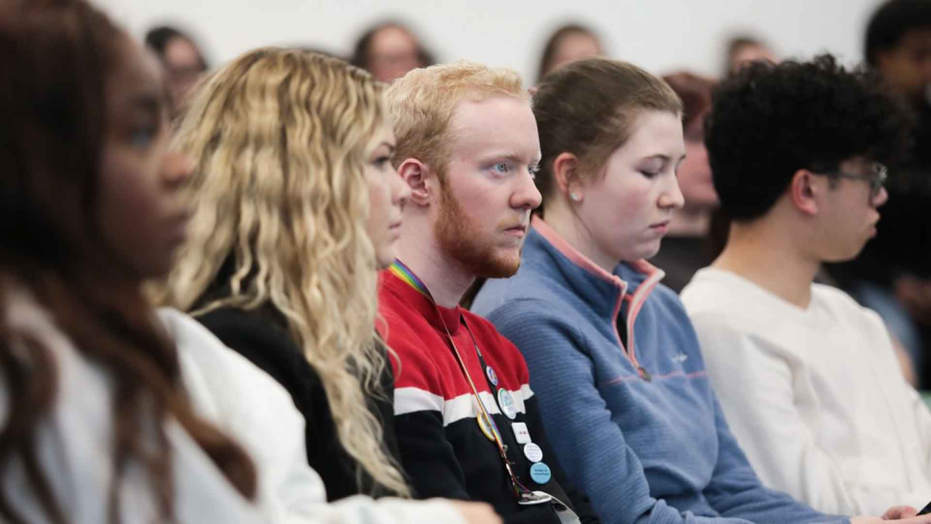 Strathclyde students sat in rows and listening