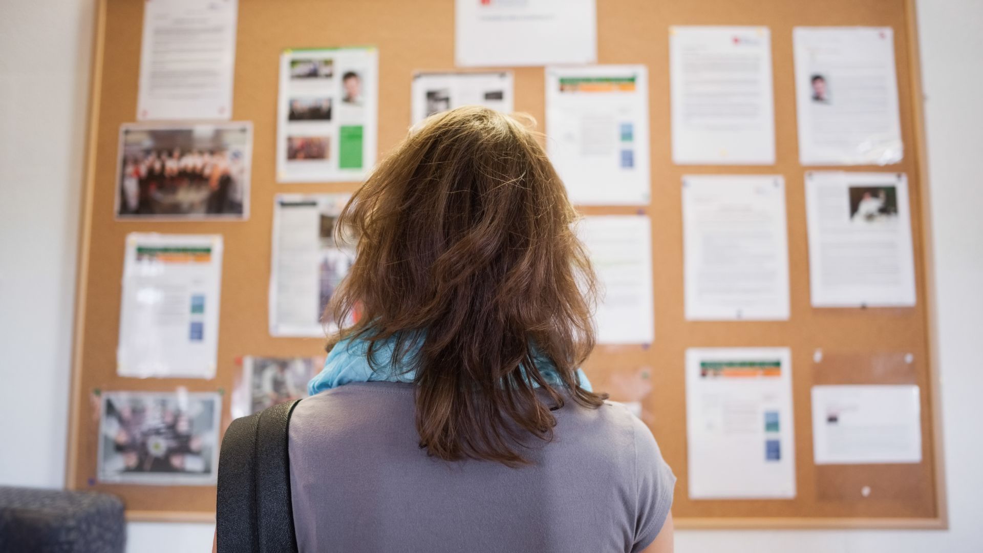 Person looking at notice board